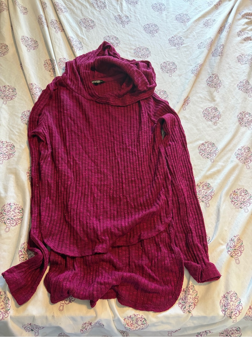 George Cowl Neck Knit Sweater in Pink Size Large